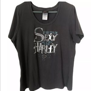 Harley Davidson T Shirt Size 1X Gray Sexy Lady